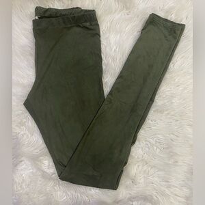 Vanilla Bay Olive Suede-Like Leggings Sz S 30” Inseam